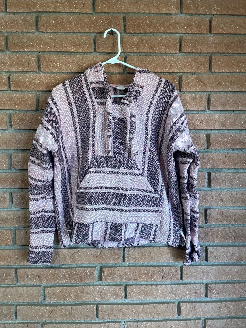 MOLINA Pink and Black Striped Knit Hoodie